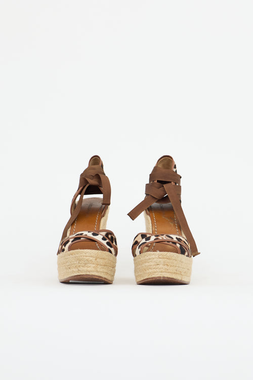 Dolce & Gabbana Printed Hair Espadrille Wedge Sandal