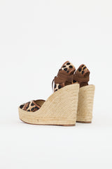 Dolce & Gabbana Printed Hair Espadrille Wedge Sandal