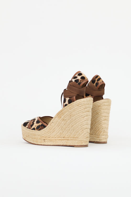 Dolce & Gabbana Printed Hair Espadrille Wedge Sandal