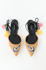 Dolce & Gabbana Raffia Anchor Embellished Flat