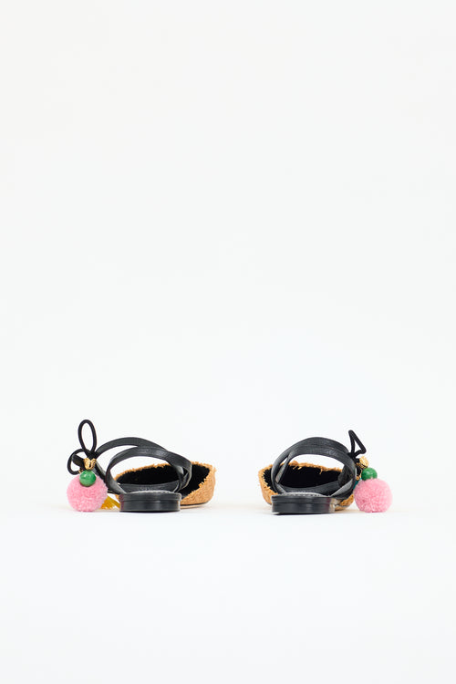 Dolce & Gabbana Raffia Anchor Embellished Flat