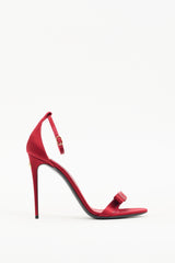 Dolce & Gabbana Red Satin Bow Heeled Sandal