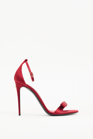 Dolce & Gabbana Red Satin Bow Heeled Sandal
