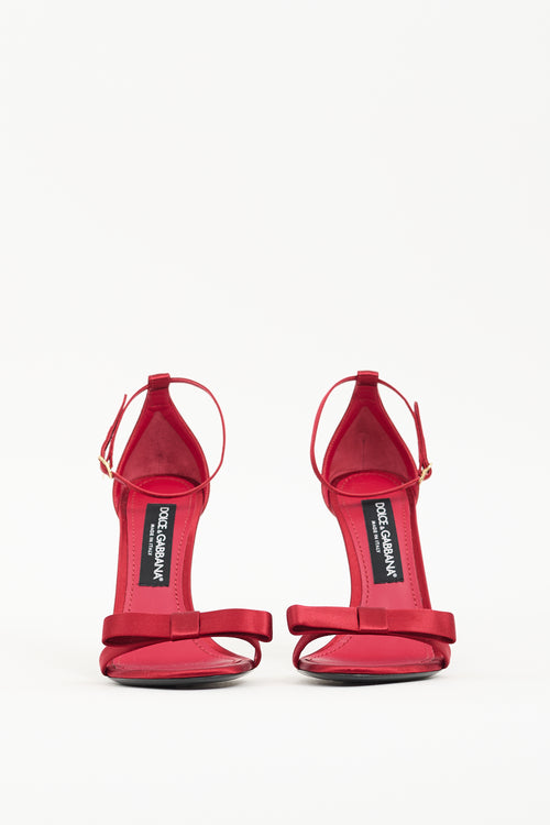 Dolce & Gabbana Red Satin Bow Heeled Sandal