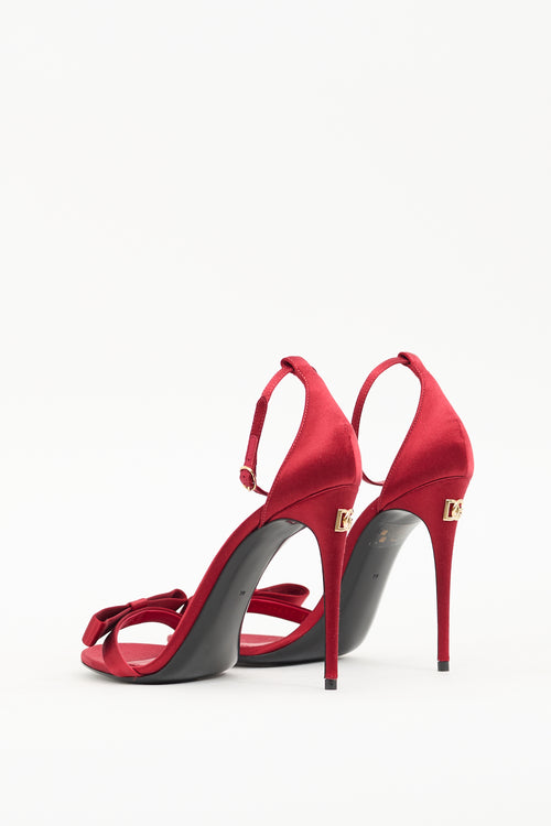 Dolce & Gabbana Red Satin Bow Heeled Sandal