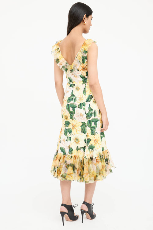 Dolce & Gabbana Silk Floral Ruffled Dress