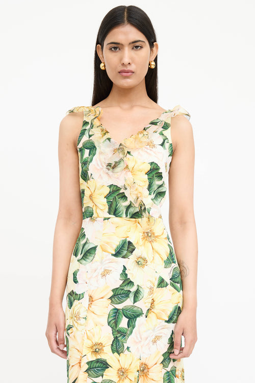 Dolce & Gabbana Silk Floral Ruffled Dress