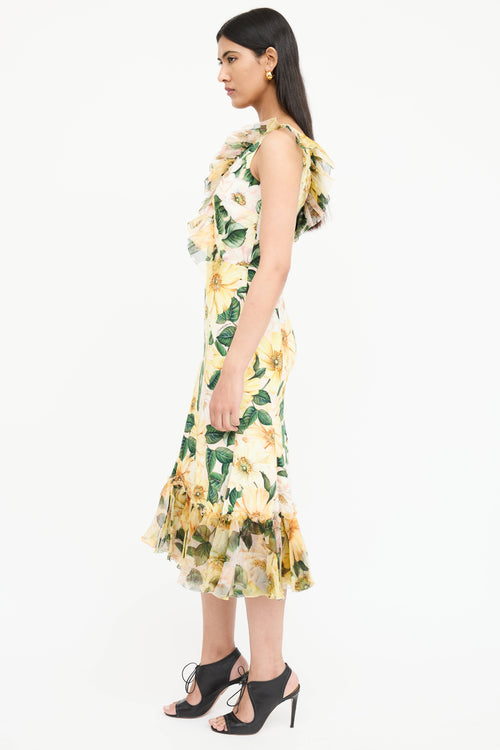 Dolce & Gabbana Silk Floral Ruffled Dress