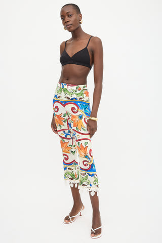 Dolce & Gabbana Silk Majolica Capri Pant