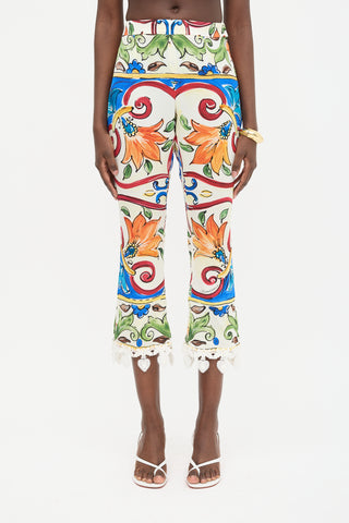 Dolce & Gabbana Silk Majolica Capri Pant