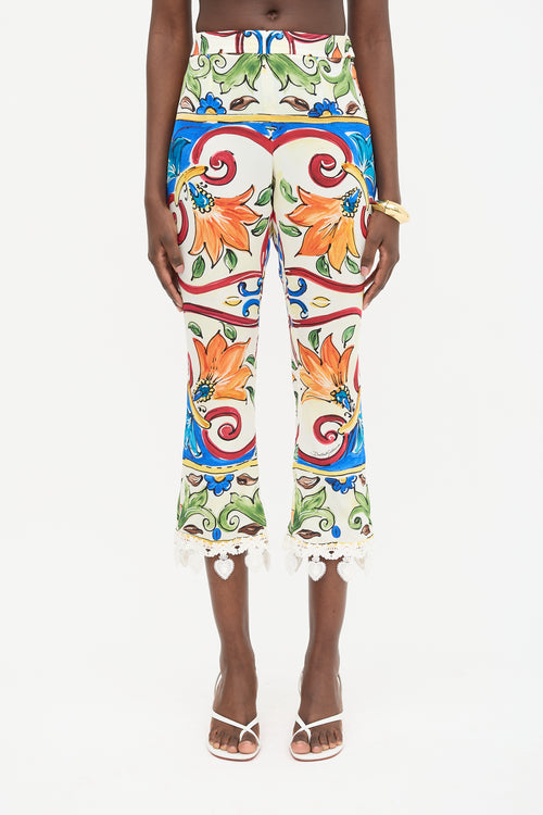 Dolce & Gabbana Silk Majolica Capri Pant