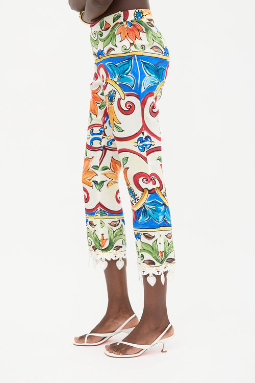 Dolce & Gabbana Silk Majolica Capri Pant