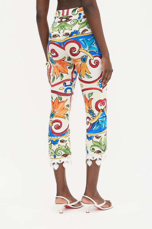 Dolce & Gabbana Silk Majolica Capri Pant