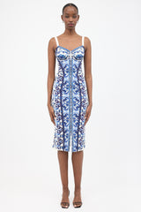 Dolce & Gabbana Silk Majolica Print Bustier Dress