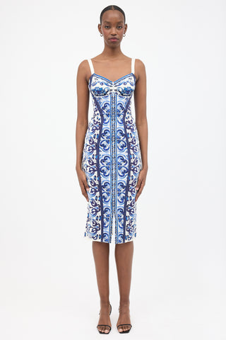 Dolce & Gabbana Silk Majolica Print Bustier Dress
