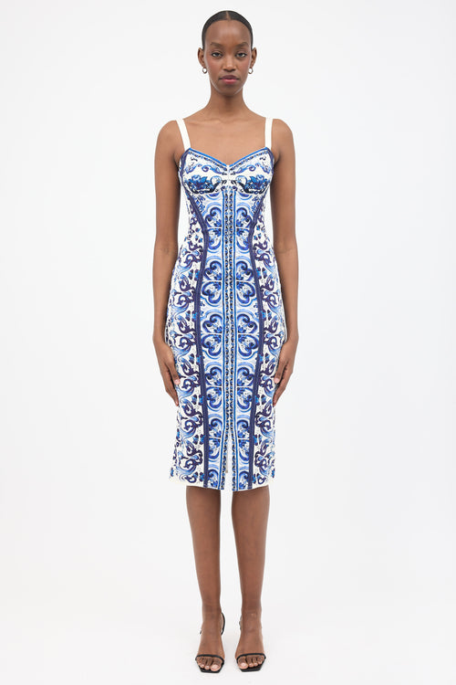 Dolce & Gabbana Silk Majolica Print Bustier Dress
