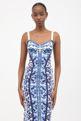 Dolce & Gabbana Silk Majolica Print Bustier Dress