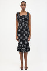 Dolce & Gabbana Silk Polka Dot Flounce Dress