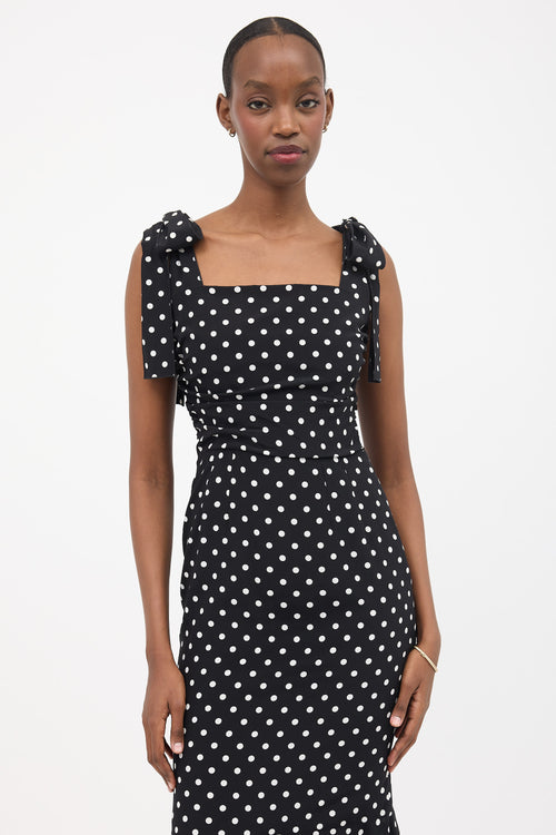 Dolce & Gabbana Silk Polka Dot Flounce Dress