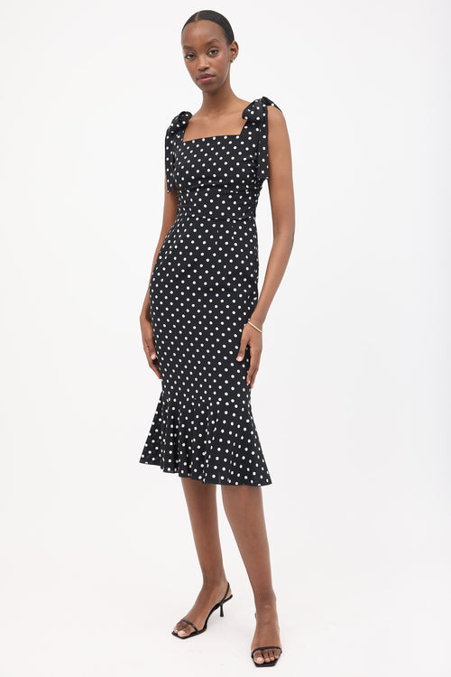 Dolce & Gabbana Silk Polka Dot Flounce Dress