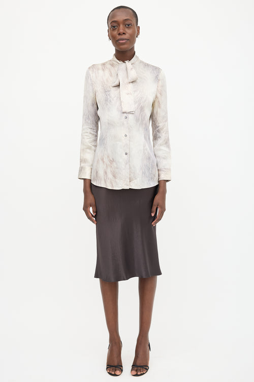 Dolce & Gabbana Silk Printed Neck Tie Blouse