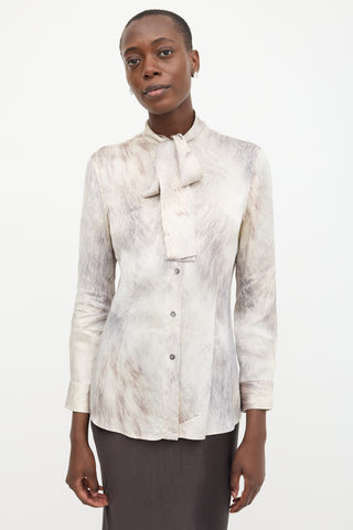 Dolce & Gabbana Silk Printed Neck Tie Blouse