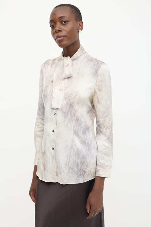 Dolce & Gabbana Silk Printed Neck Tie Blouse