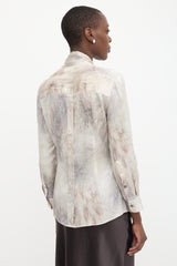 Dolce & Gabbana Silk Printed Neck Tie Blouse