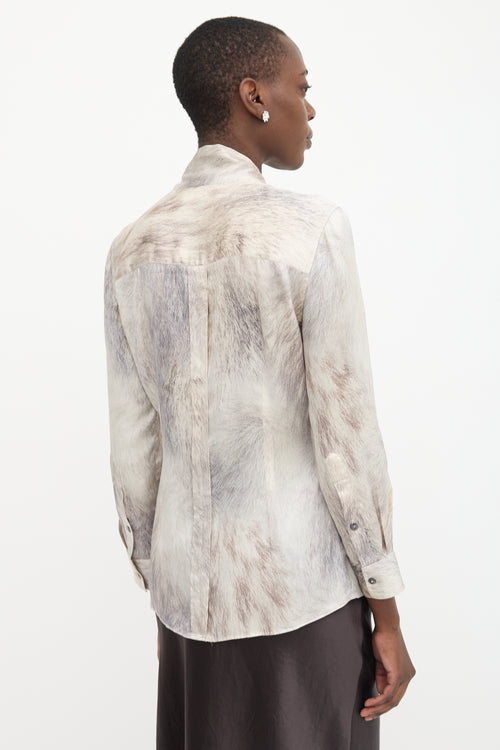 Dolce & Gabbana Silk Printed Neck Tie Blouse