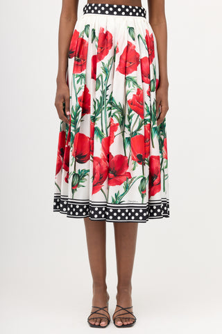 Dolce & Gabbana Silk Satin Floral Skirt