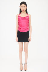 Dolce & Gabbana Silk Satin Ruched Halter Top