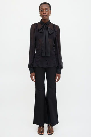 Dolce & Gabbana Silk Sheer Tie Blouse