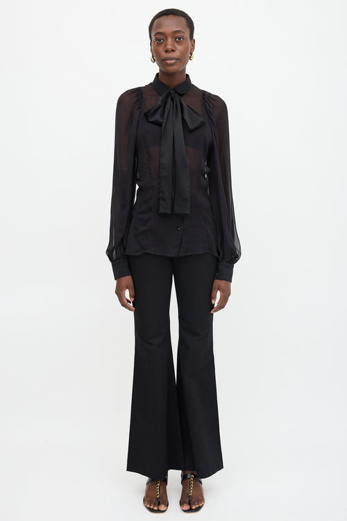 Dolce & Gabbana Silk Sheer Tie Blouse