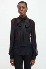 Dolce & Gabbana Silk Sheer Tie Blouse