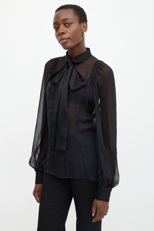 Dolce & Gabbana Silk Sheer Tie Blouse