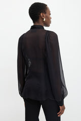 Dolce & Gabbana Silk Sheer Tie Blouse