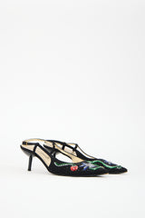 Dolce & Gabbana Vintage Black Satin Floral Embellished Heel