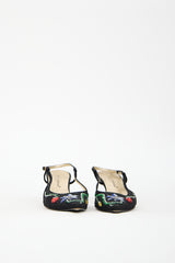 Dolce & Gabbana Vintage Black Satin Floral Embellished Heel