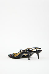 Dolce & Gabbana Vintage Black Satin Floral Embellished Heel