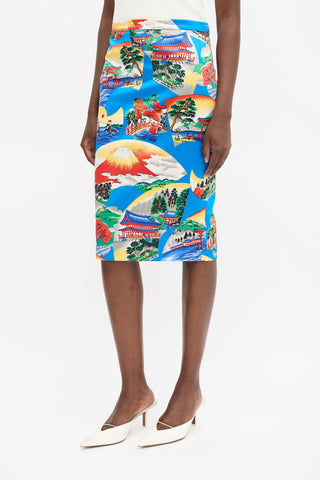 Dolce & Gabbana Vintage Satin Printed Skirt