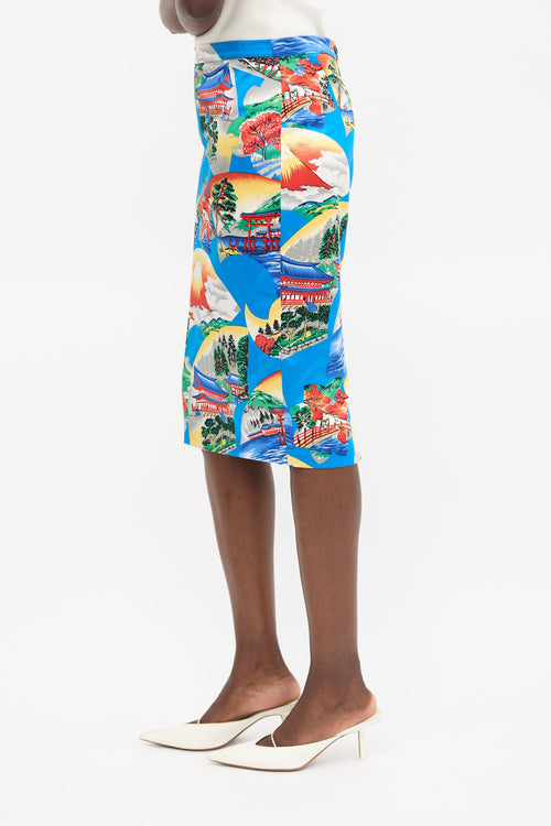 Dolce & Gabbana Vintage Satin Printed Skirt