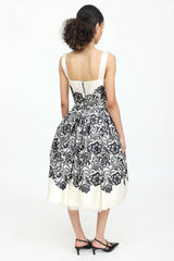 Dolce & Gabbana Ruched Lace Print Midi Dress