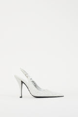 Dolce & Gabbana White Embossed Leather Slingback Pump