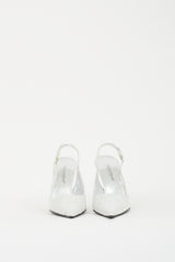 Dolce & Gabbana White Embossed Leather Slingback Pump
