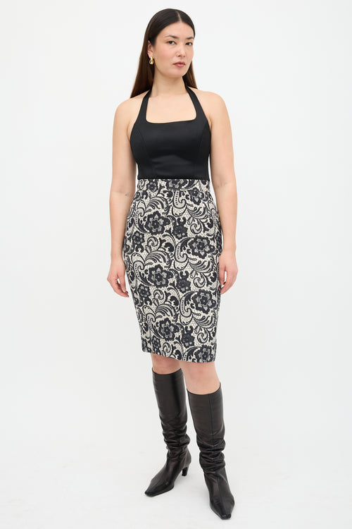 Dolce & Gabbana Wool Printed Pencil Skirt