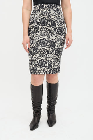 Dolce & Gabbana Wool Printed Pencil Skirt