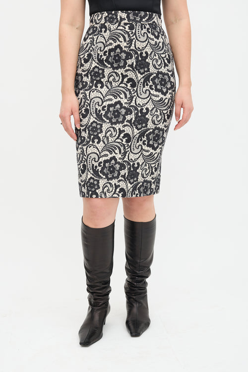 Dolce & Gabbana Wool Printed Pencil Skirt