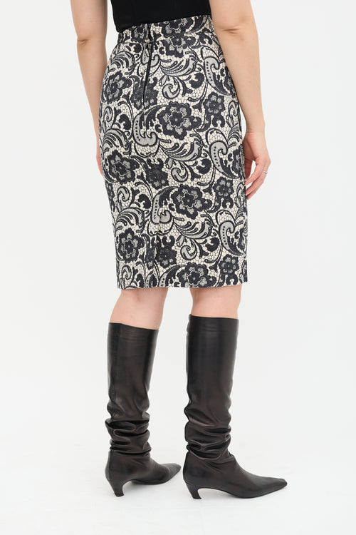 Dolce & Gabbana Wool Printed Pencil Skirt