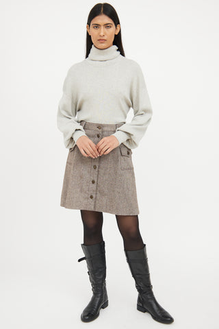 Dolce & Gabbana Brown Wool Pocket Skirt