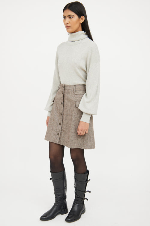 Dolce & Gabbana Brown Wool Pocket Skirt